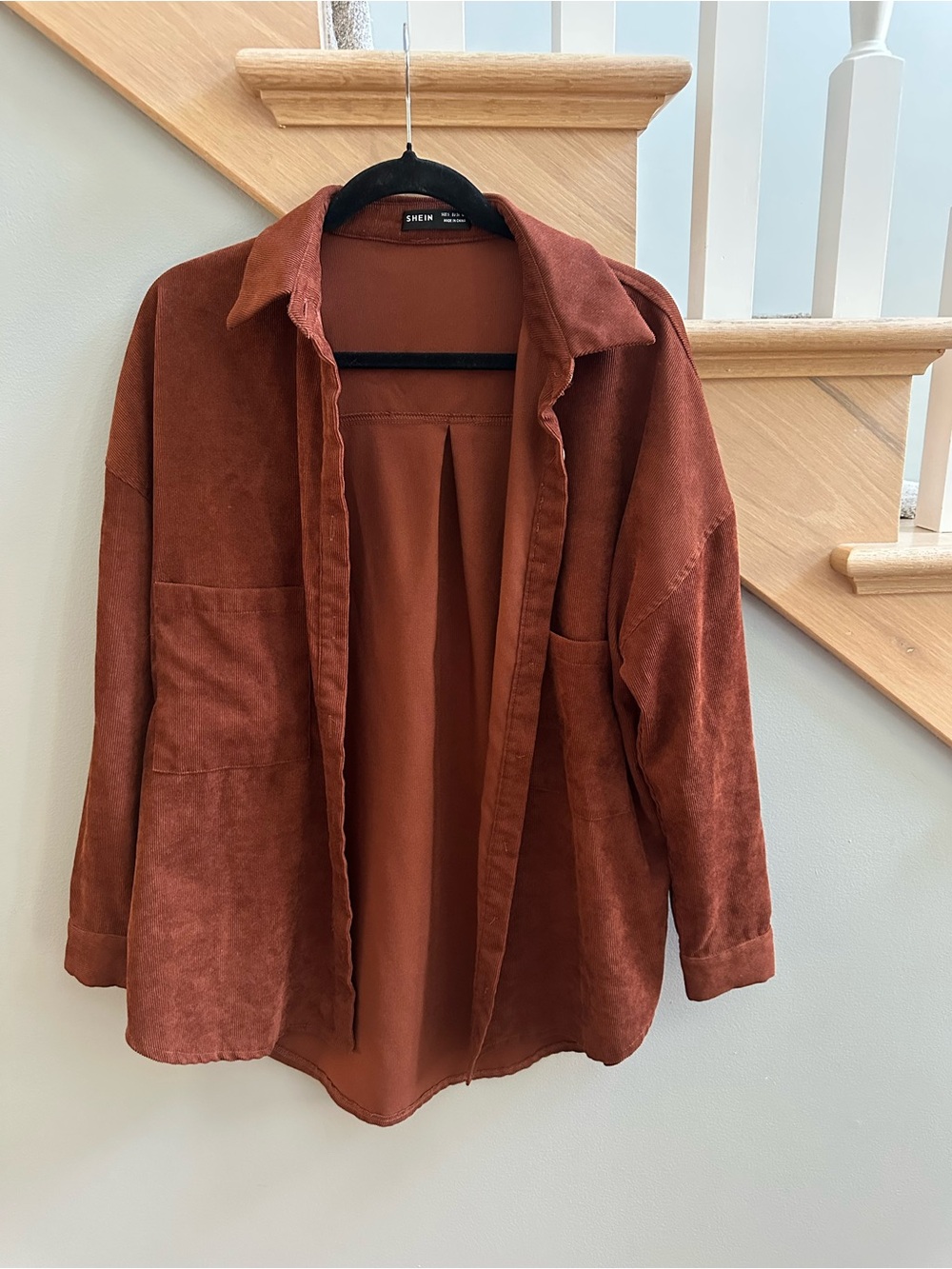 SHEIN Rust Brown Corduroy Shacket Jacket
